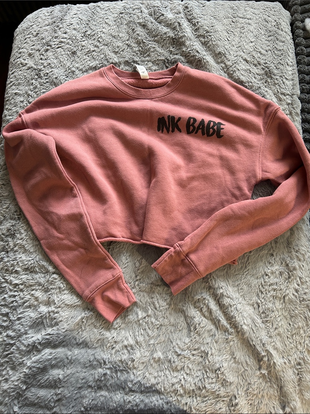 Bella Canvas Cropped Crewneck Sweatshirt in Dusty Rose with Ink Babe Graphic